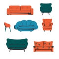 A set of furniture for the room, sofas, chairs,
